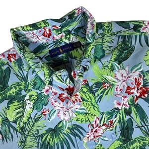 Ralph Lauren Mens Tropical Floral Button Down Shirt XLT Blue Red Green